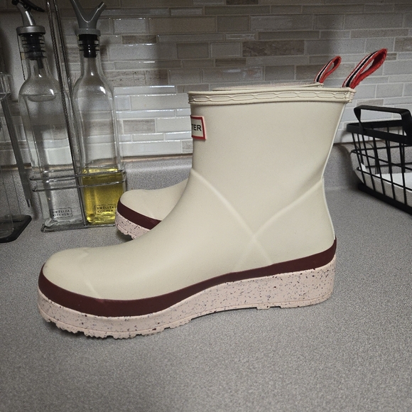 Hunter Original Short Speckle Rain Play Boots Beige/Red - Picture 4 of 13